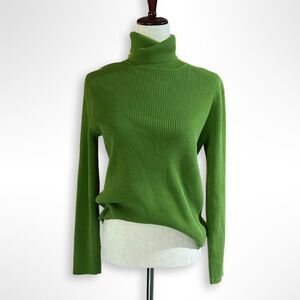 Jones New York 90s VTG Green Ribbed Turtle Neck, L